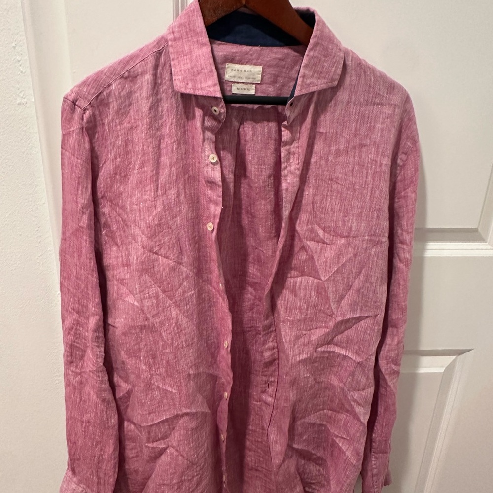 Men's Pink Linen Shirt